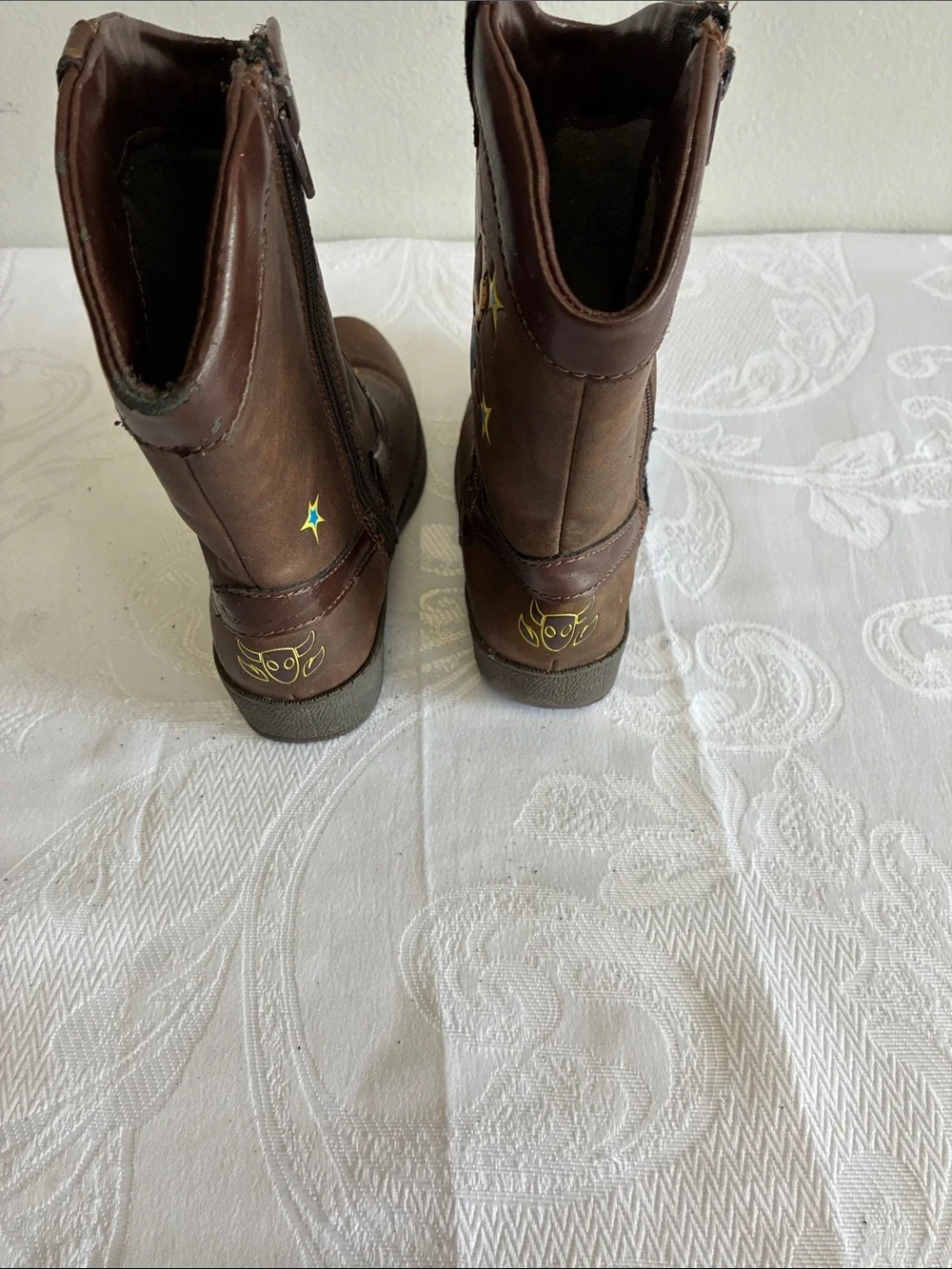 Disney Brown Kids Cowboy Boots with Woody Graphic